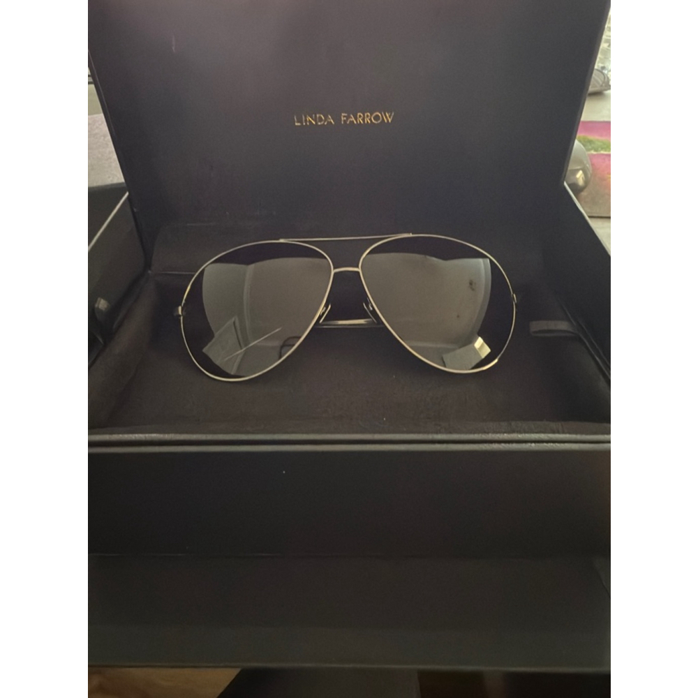 Women's Linda Farrow Sunglasses Silver Aviator LFL/398/4 Titanium
